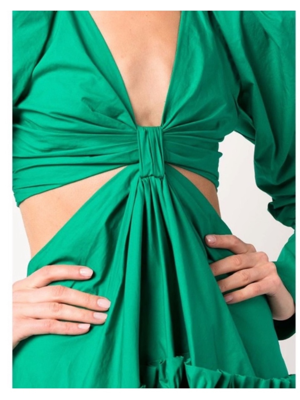 Jason Wu Vividian Green Cotton Poplin Cutout Mini Vacation Dress SZ L - Picture 4 of 14
